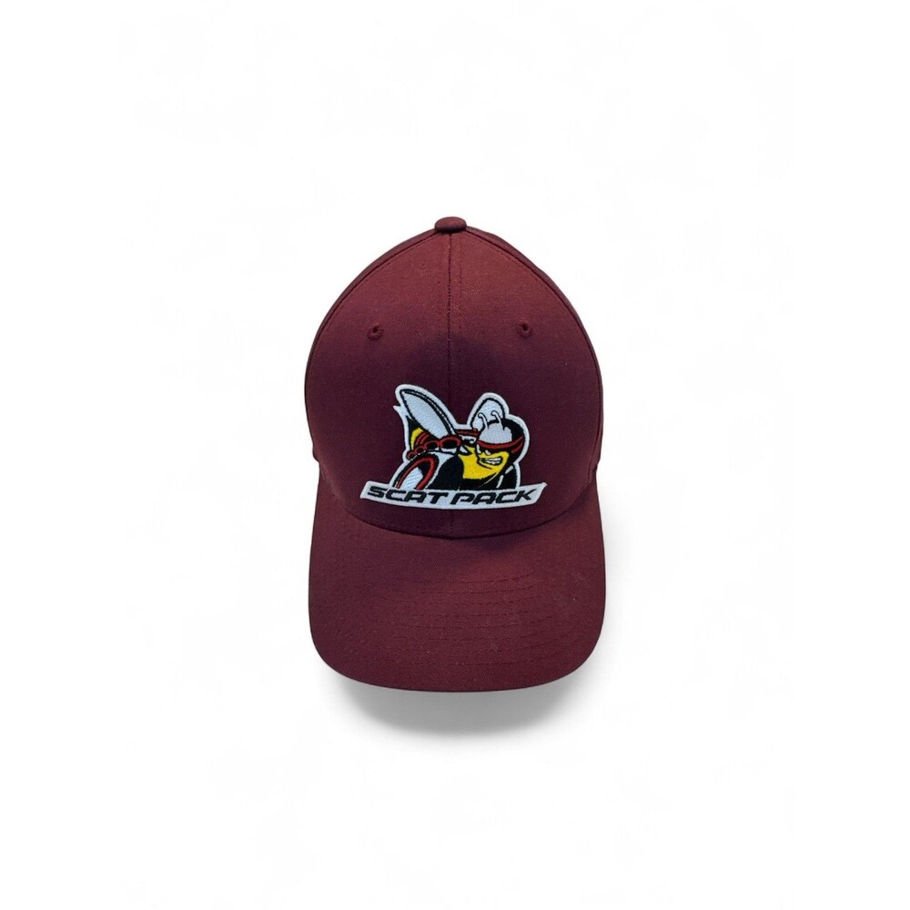 Dodge Scat Pack Hat Maroon color Baseball Cap Super Bee Mopar Fitted Flexfit